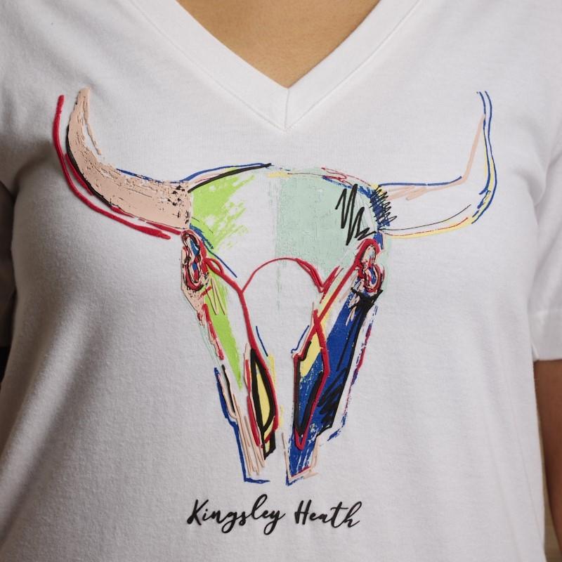 Abstract Skull Shabby Vee Tee - Pelican