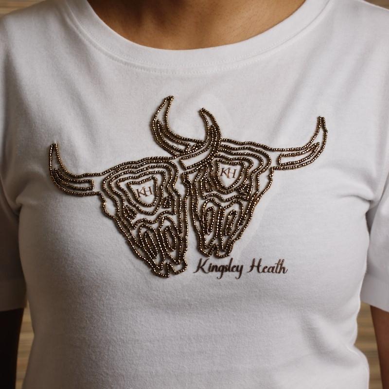 Concentric Beaded Skull Crew Tee - Pelican