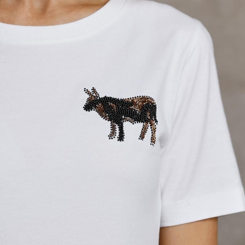 Camo Beaded Nguni Crew Tee - Pelican