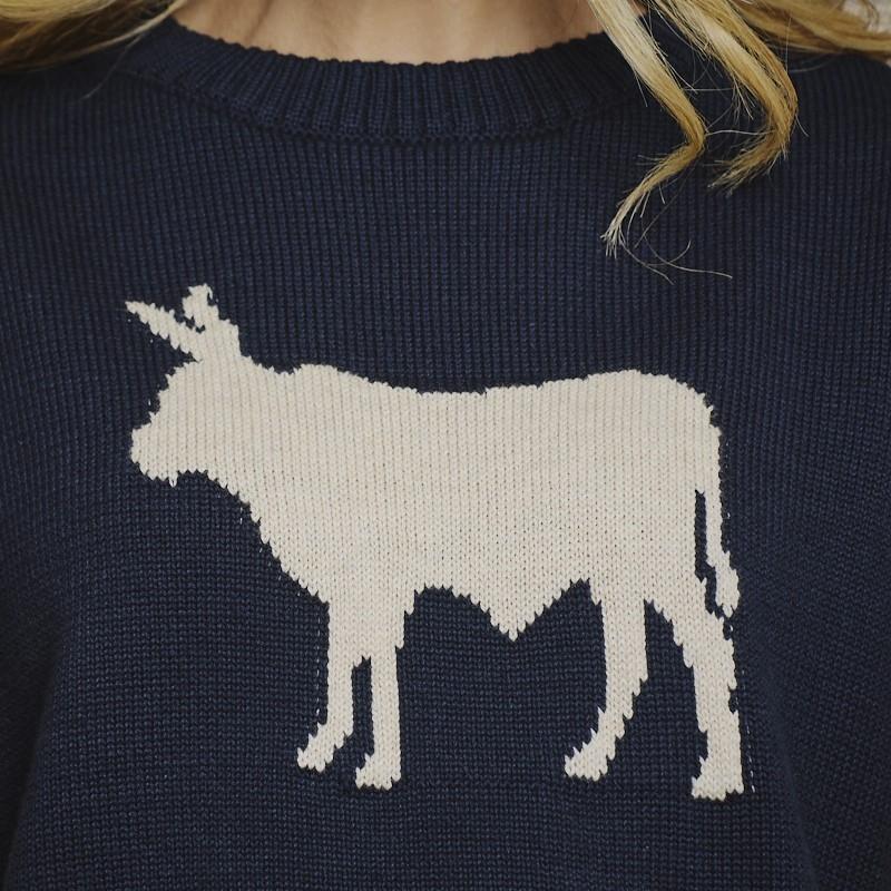 Femme Nguni SS Knit Crew Tee - Midnight
