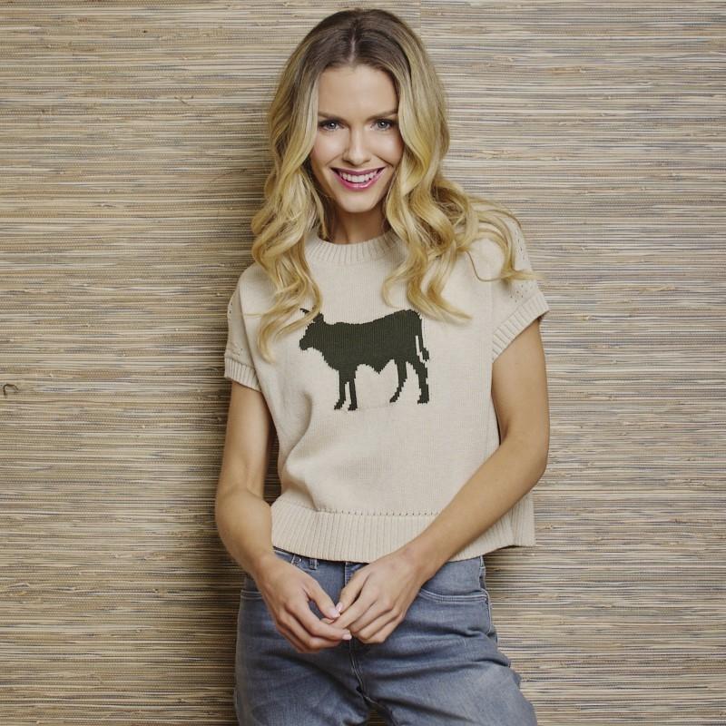 Femme Nguni SS Knit Crew Tee - Pangolin