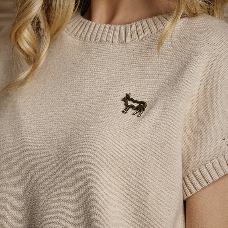 Nguni African Rose Knit Tee - Pangolin