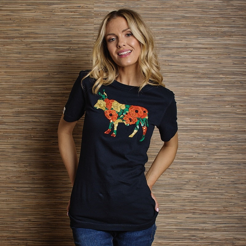 Summer Blossom Infill Crew Tee - Midnight