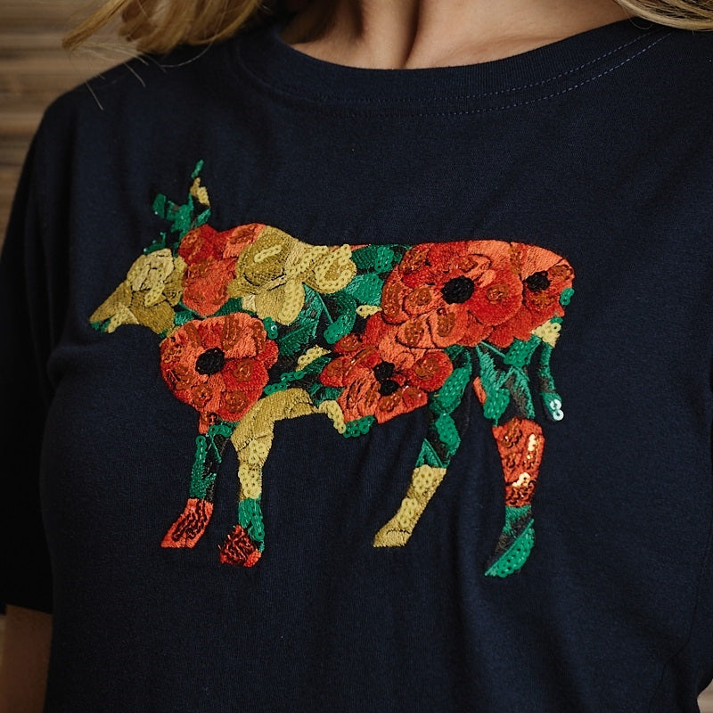 Summer Blossom Infill Crew Tee - Midnight