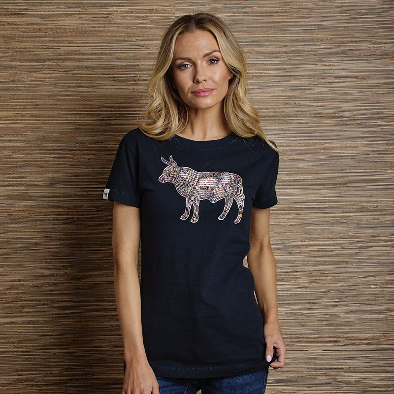 Zulu Beaded Nguni Crew Tee - Midnight