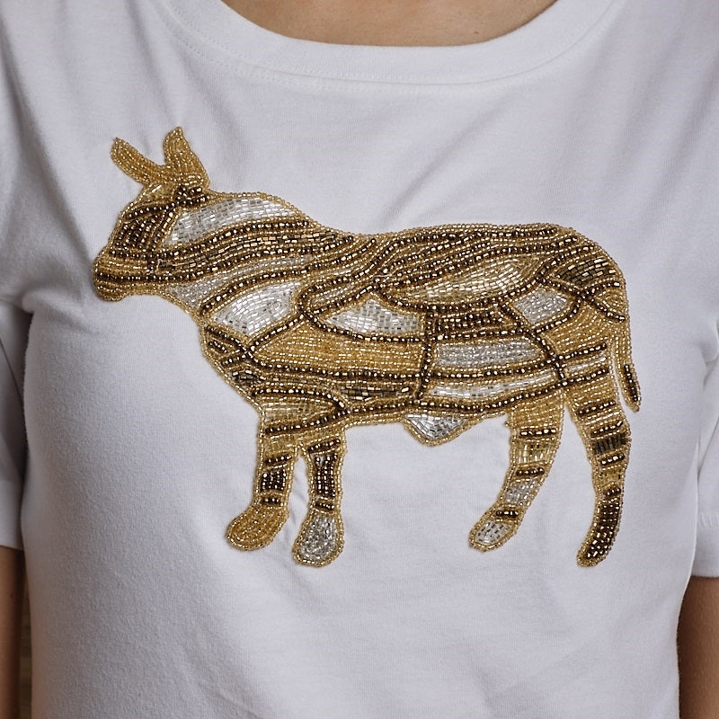Fields of Gold Nguni Crew Tee - Pelican