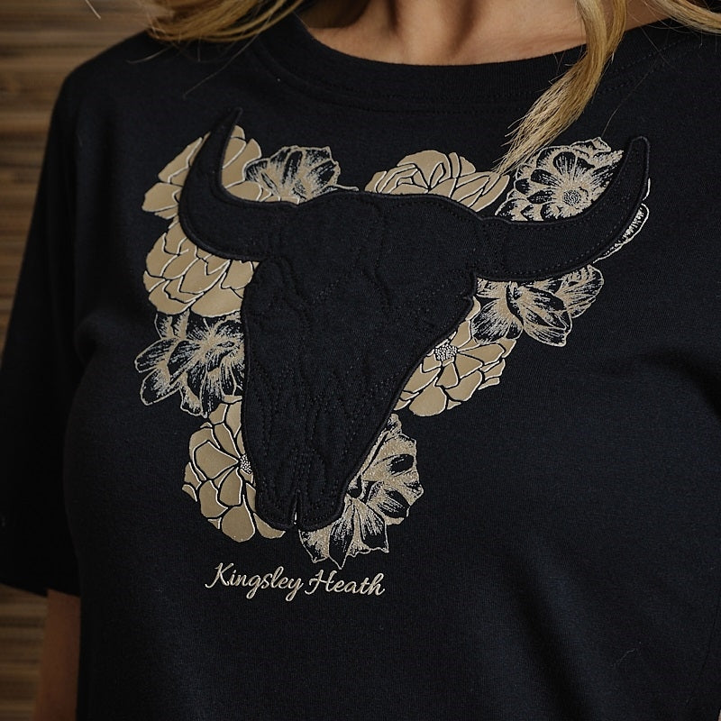 African Rose Skull Crew Tee - Mamba