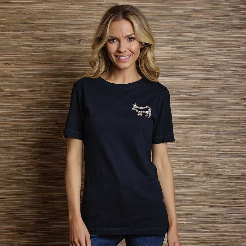 Crushed Crystal Nguni Crew Tee - Midnight