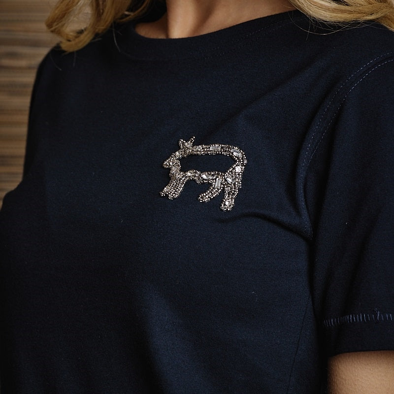 Crushed Crystal Nguni Crew Tee - Midnight