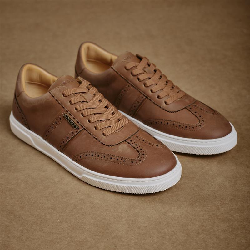 Kingsley T-Toe Wordmark Sneaker - Tan
