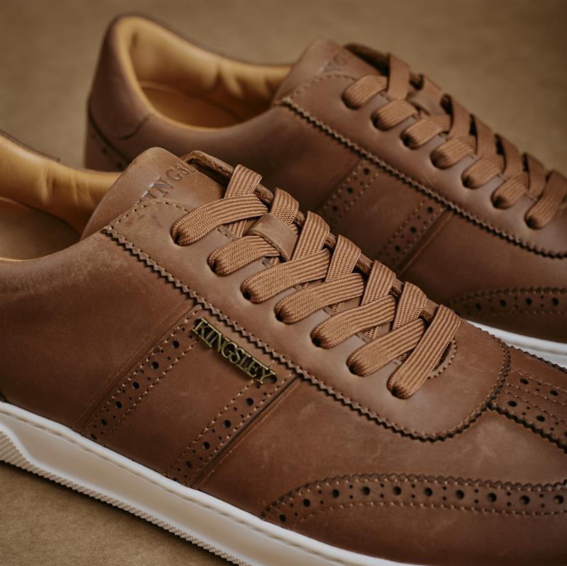 Kingsley T-Toe Wordmark Sneaker - Tan