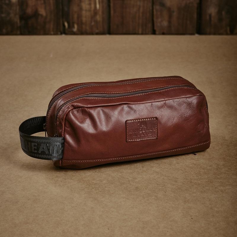 Kingsley Branded Strap Toiletry - Tan
