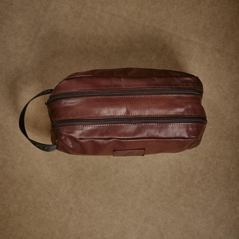 Kingsley Branded Strap Toiletry - Tan