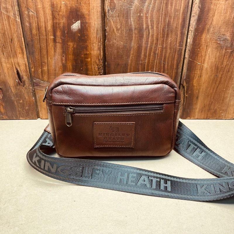 Kingsley Branded Strap Rect Sling Bag - Tan