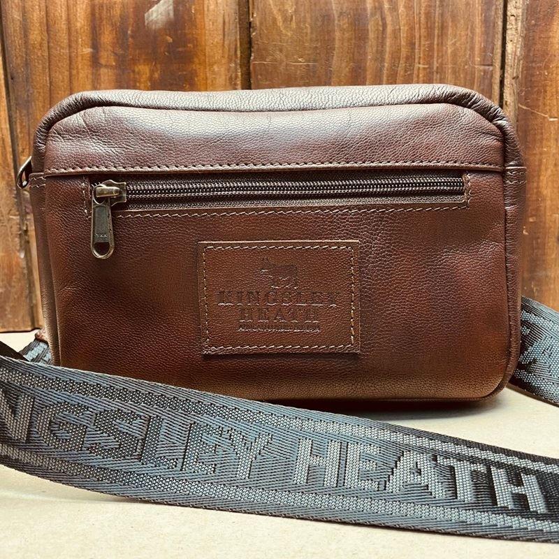 Kingsley Branded Strap Rect Sling Bag - Tan