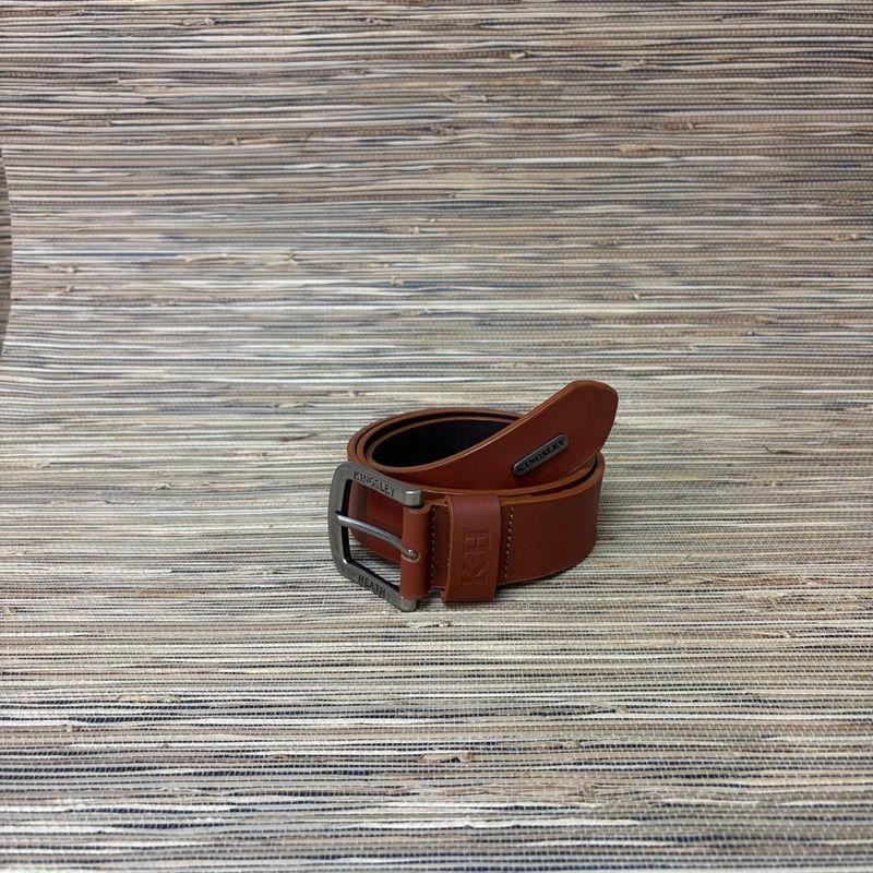 Metal Word Loop Belt - Tan