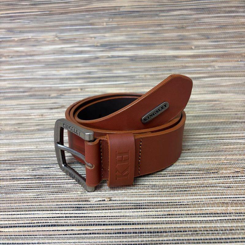 Metal Word Loop Belt - Tan