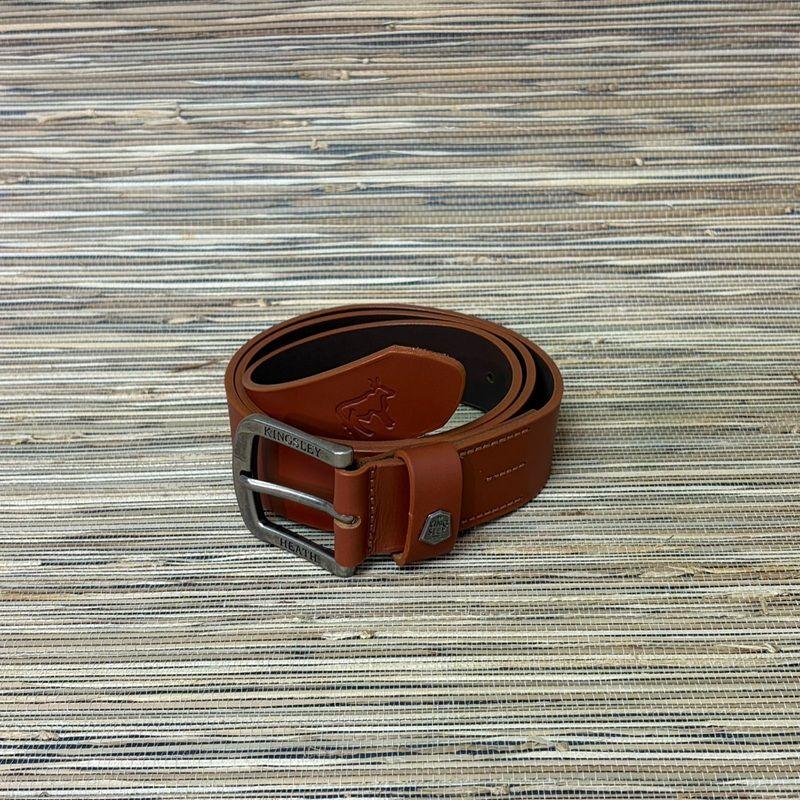 Metal Shield Loop Belt - Tan