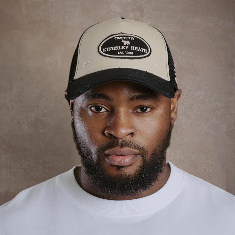 Kingsley Heath Distressed Corp Camo Trucker - Stone