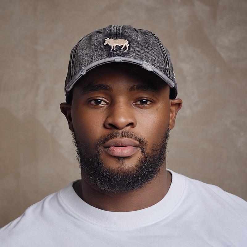 Distressed Denim Solid Nguni Cap - Mamba