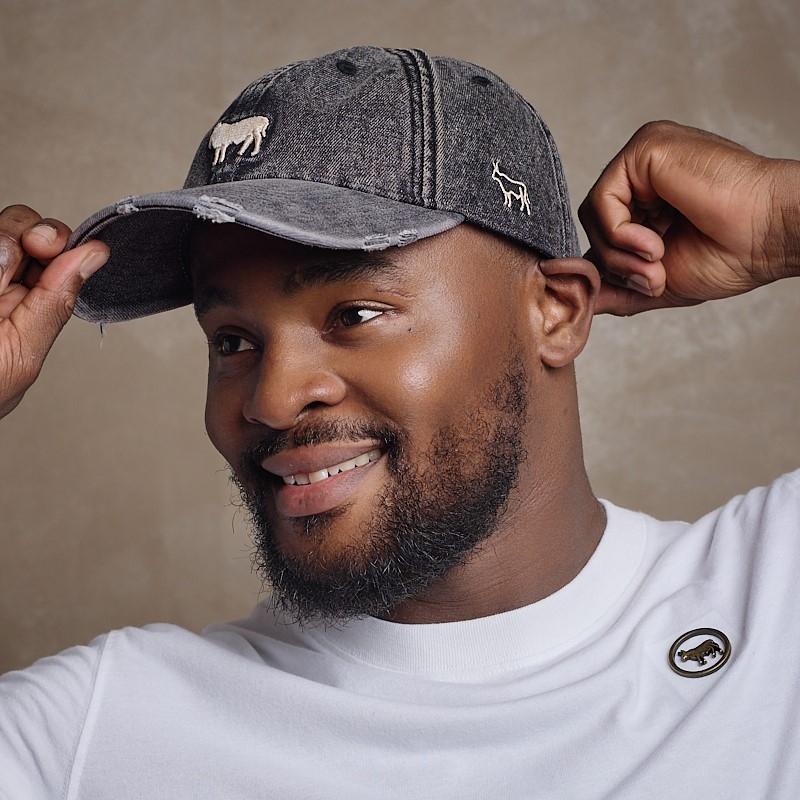 Distressed Denim Solid Nguni Cap - Mamba