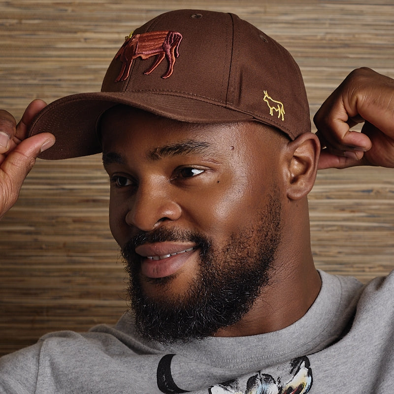 Solid Detailed Nguni Cap - Choc