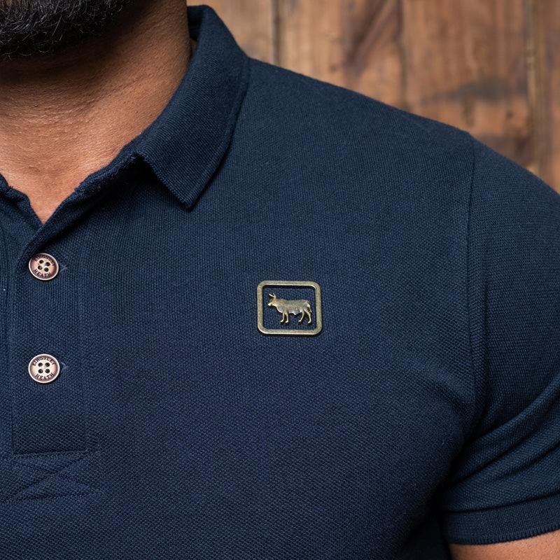 Luxe Cut-Out Nguni PK Polo Midnight