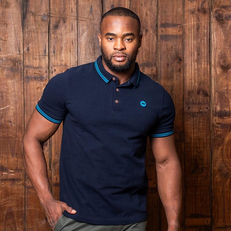 Kingsley Checker Tipped Regular Fit PK Polo - Midnight