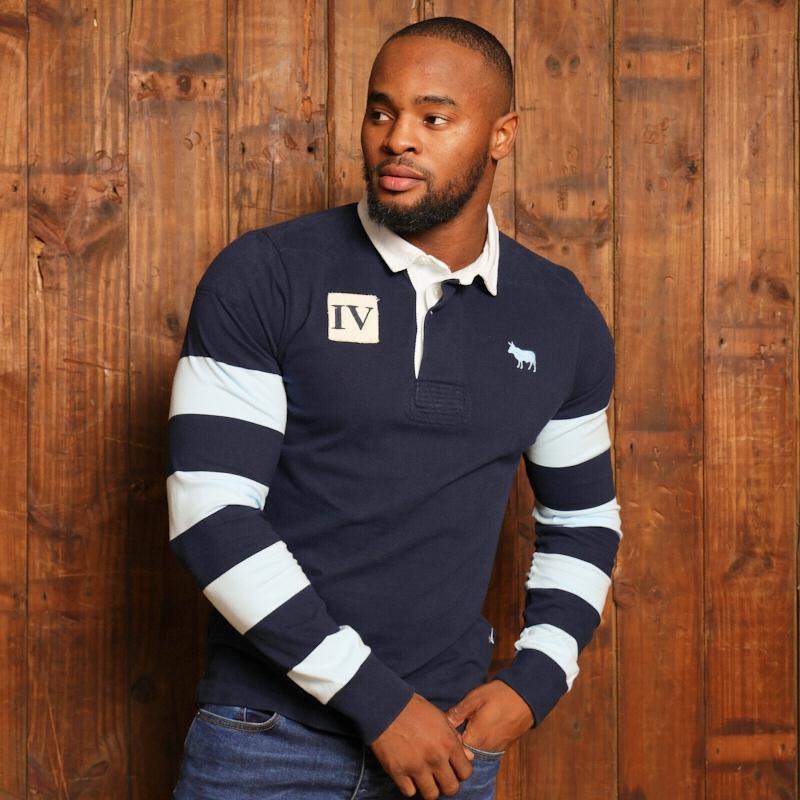 Kingsley Heath Striped Rugby IV Regular Fit SJ Polo - Midnight