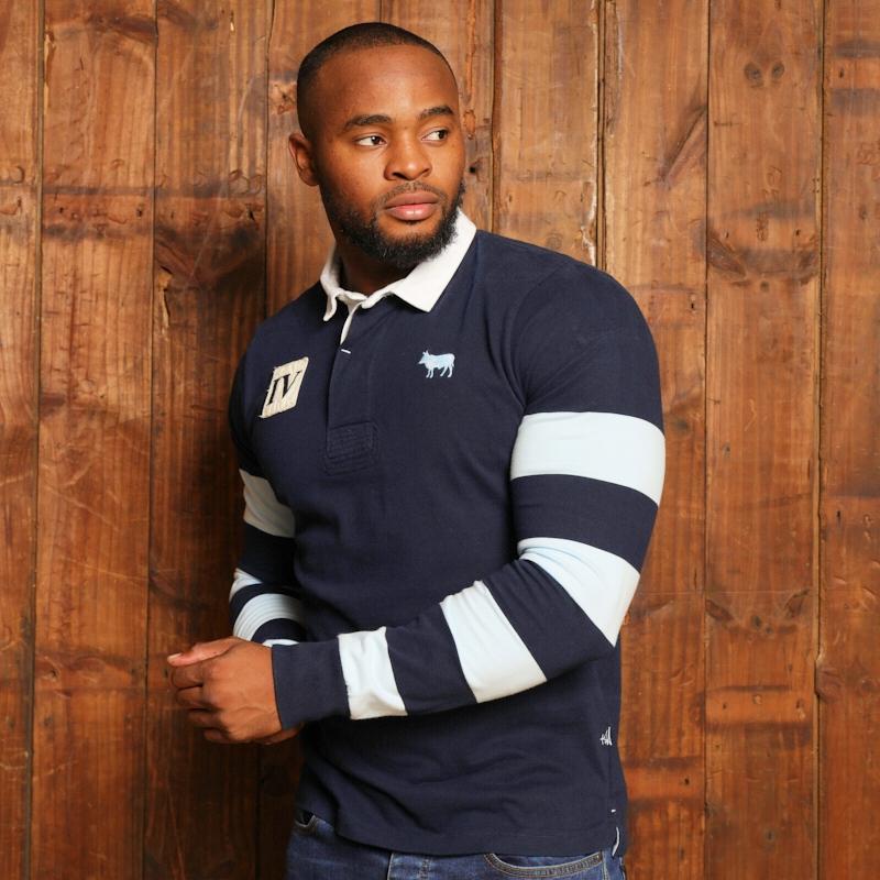 Kingsley Heath Striped Rugby IV Regular Fit SJ Polo - Midnight