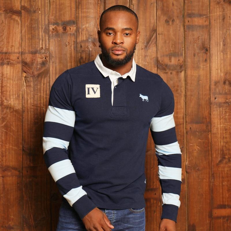 Kingsley Heath Striped Rugby IV Regular Fit SJ Polo - Midnight