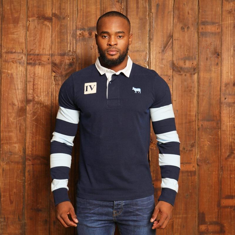 Kingsley Heath Striped Rugby IV Regular Fit SJ Polo - Midnight