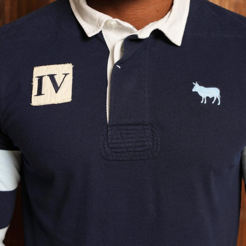 Kingsley Heath Striped Rugby IV Regular Fit SJ Polo - Midnight