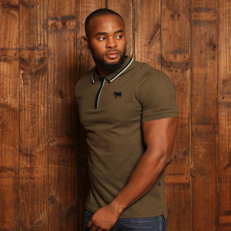Kingsley Tipped Quarter Zip Sjcpn Polo - Fatigue