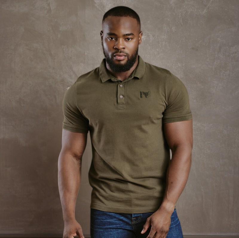 Kingsley Geo Nguni Metal Badge Regular Polo - Fatigue
