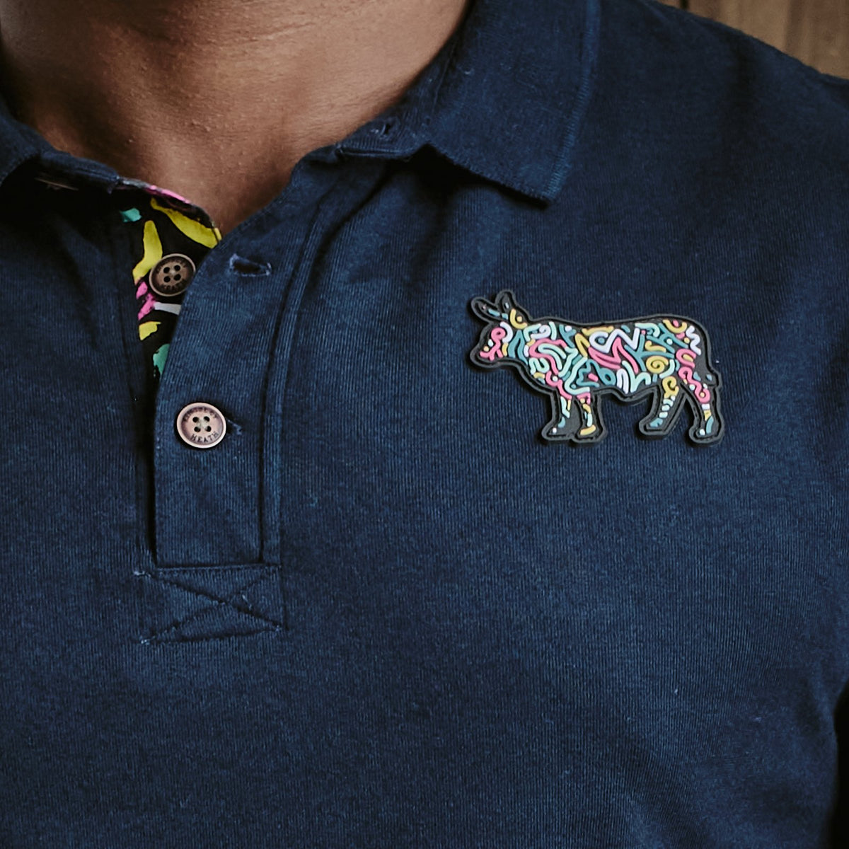 Kingsley Squiggle Nguni Regular Polo - Midnight