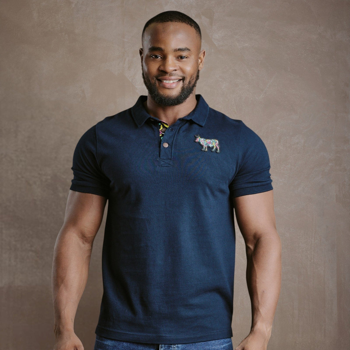 Kingsley Squiggle Nguni Regular Polo - Midnight