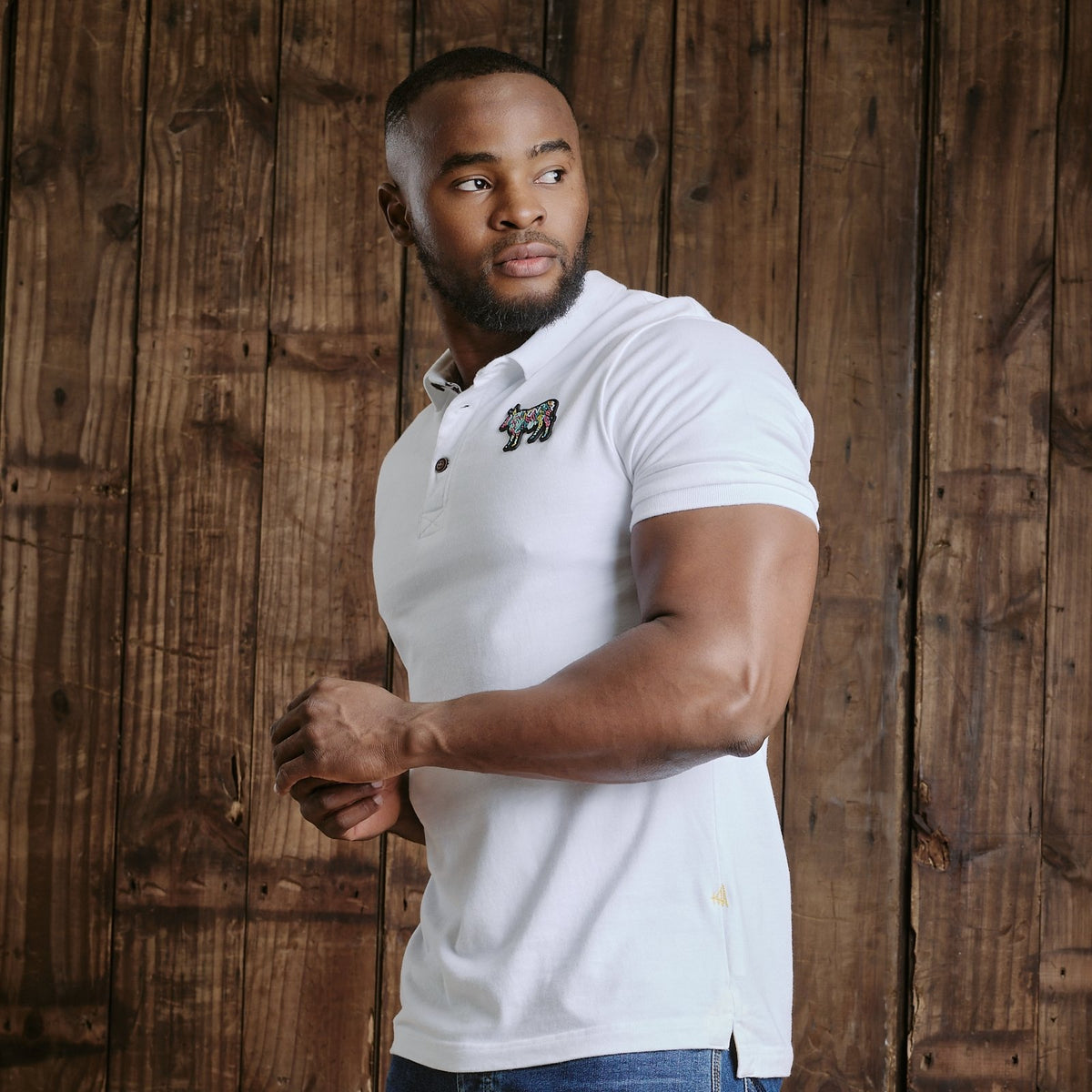 Kingsley Squiggle Nguni Regular Polo - Pelican