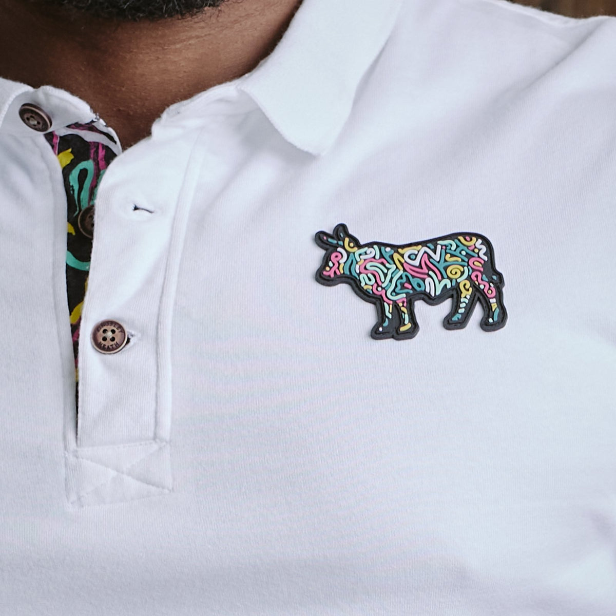 Kingsley Squiggle Nguni Regular Polo - Pelican