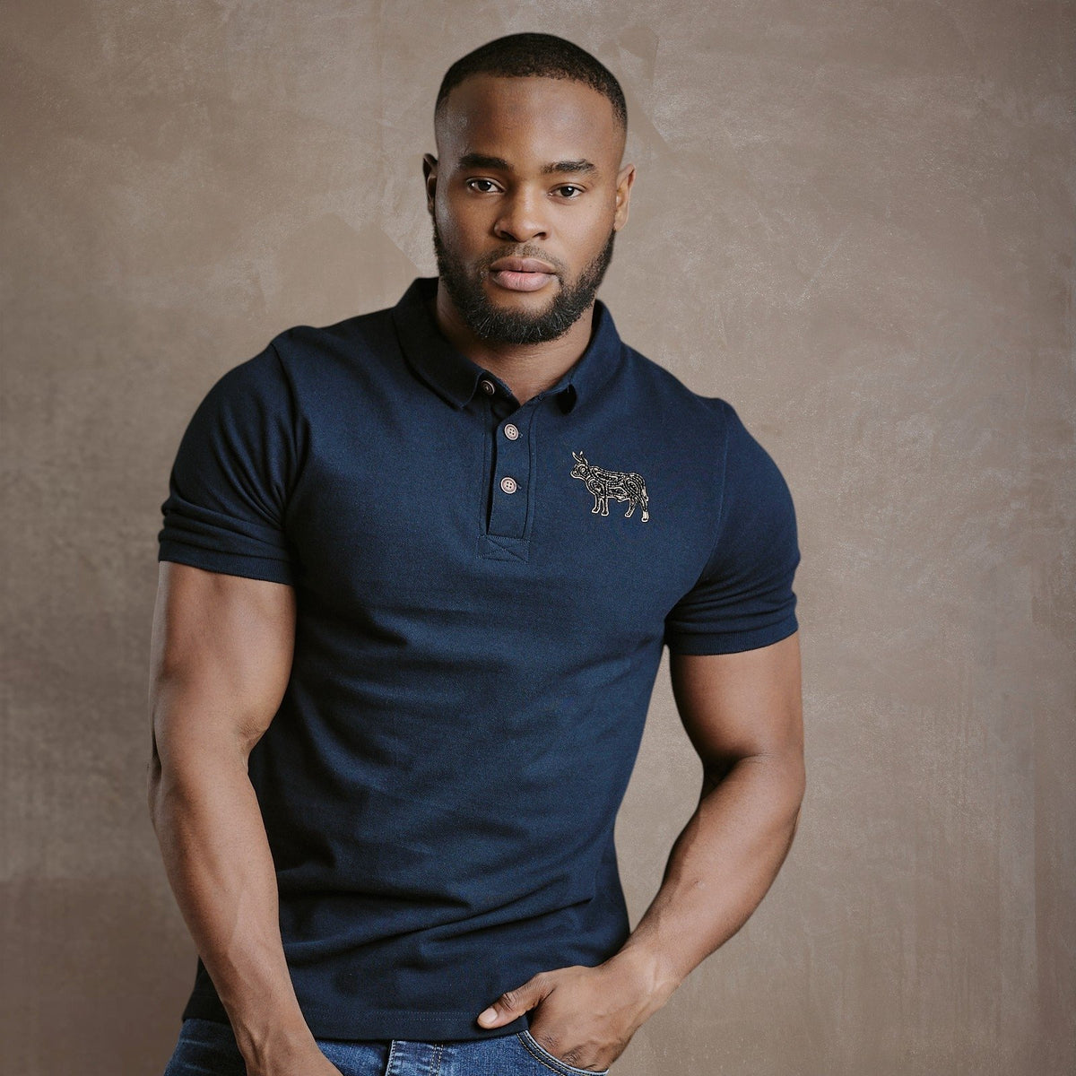 Kingsley Beaded Nguni Polo - Midnight
