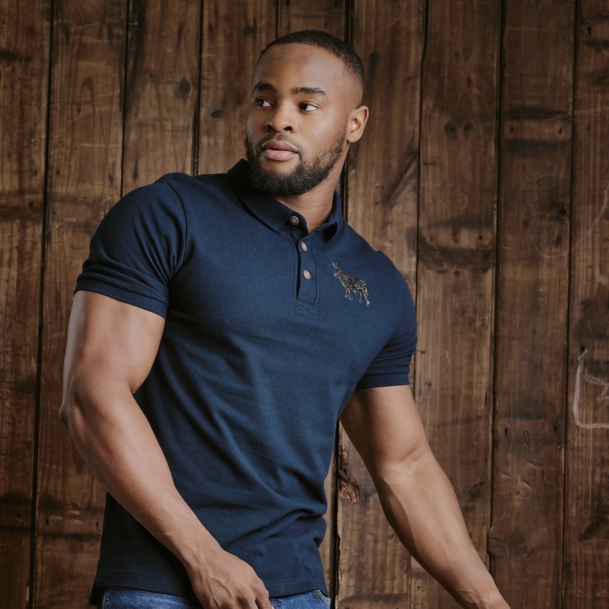Kingsley Beaded Nguni Polo - Midnight