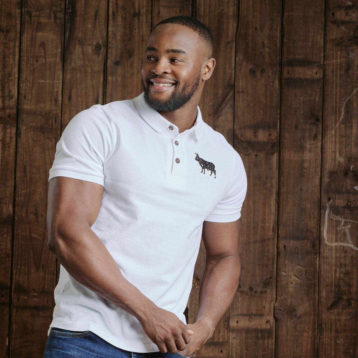 Kingsley Beaded Nguni Polo - Pelican