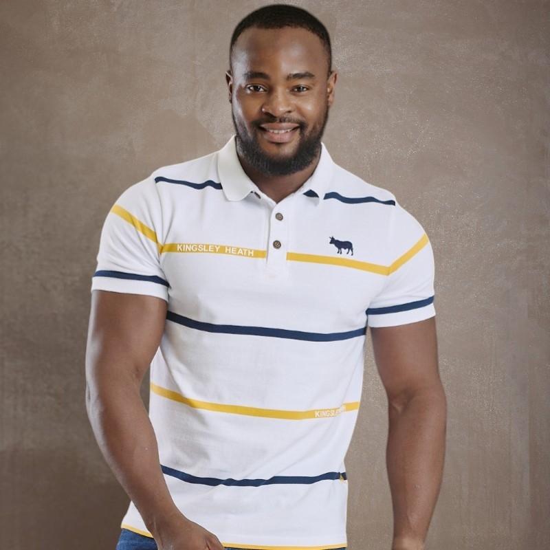 Kingsley Embroidery Stripe Regular Polo - Pelican