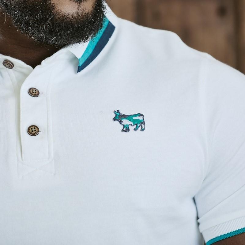 Kingsley Camo Badge Tipped Polo - Pelican