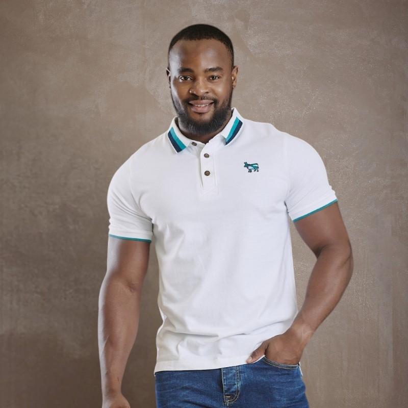 Kingsley Camo Badge Tipped Polo - Pelican