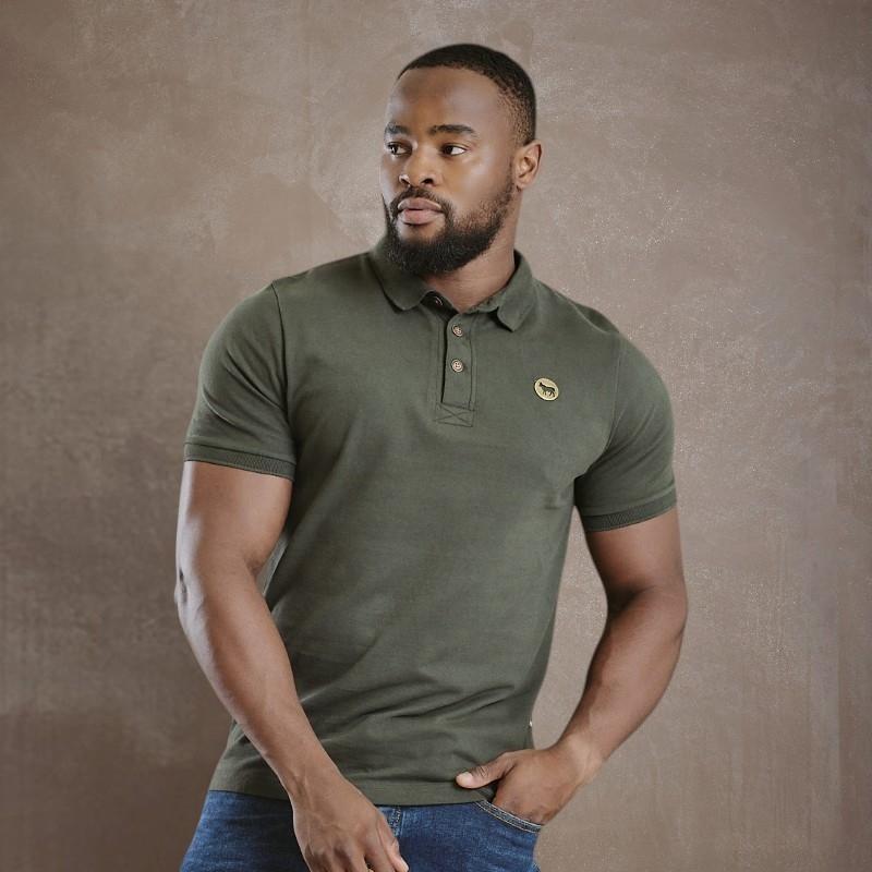 Nguni Cut out Metal Trim Polo Regular - Fatigue
