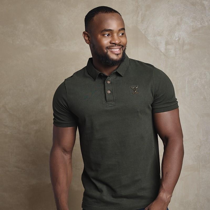 Skull Cut Out Metal Trim Polo - Fatigue