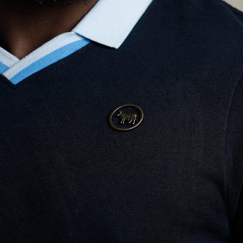 Nguni Cut Out Metal Trim Polo - Midnight