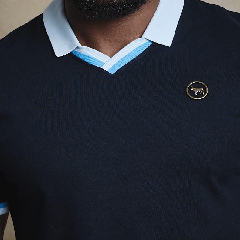 Nguni Cut Out Metal Trim Polo - Midnight
