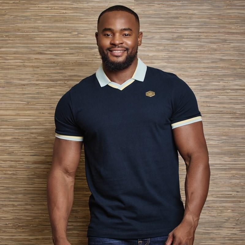 Diamond Metal Badge V Polo - Midnight